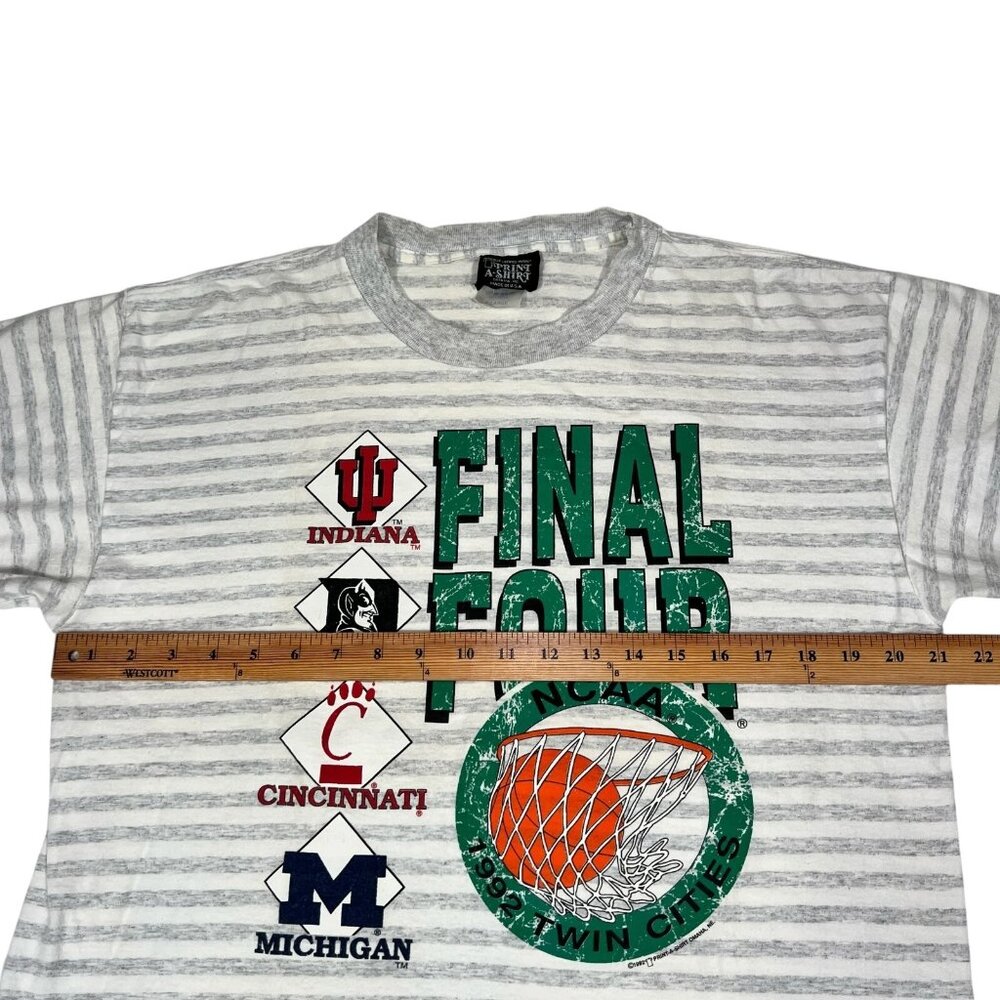 Vintage Print A-Shirt 1992 NCAA Final Four Win Cities Striped T-Shirt Size XL - Picture 10 of 11